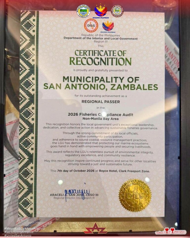 san-antonio,-zambales-earns-dilg-region-iii-recognition-for-fisheries-compliance
