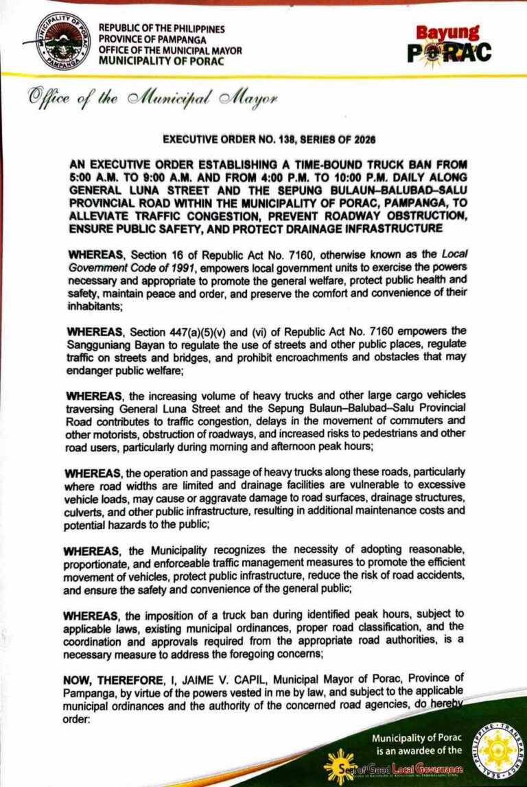 porac-imposes-truck-ban-on-two-major-roads-following-balubad-folk’s-clamor